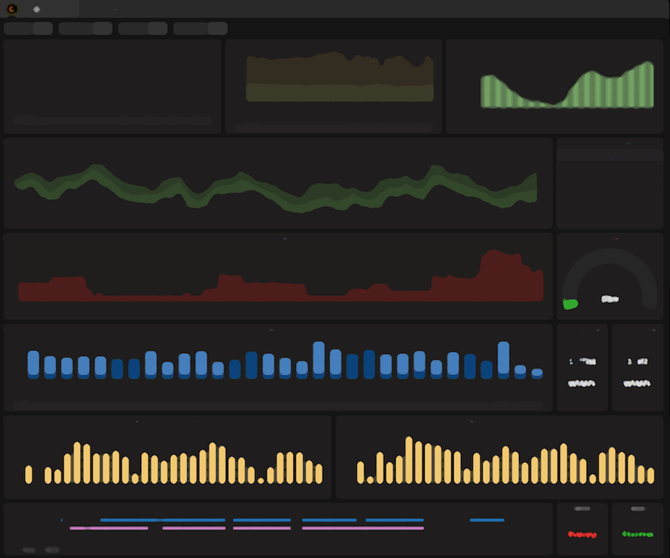 a stylized screenshot of a Grafana dashboard